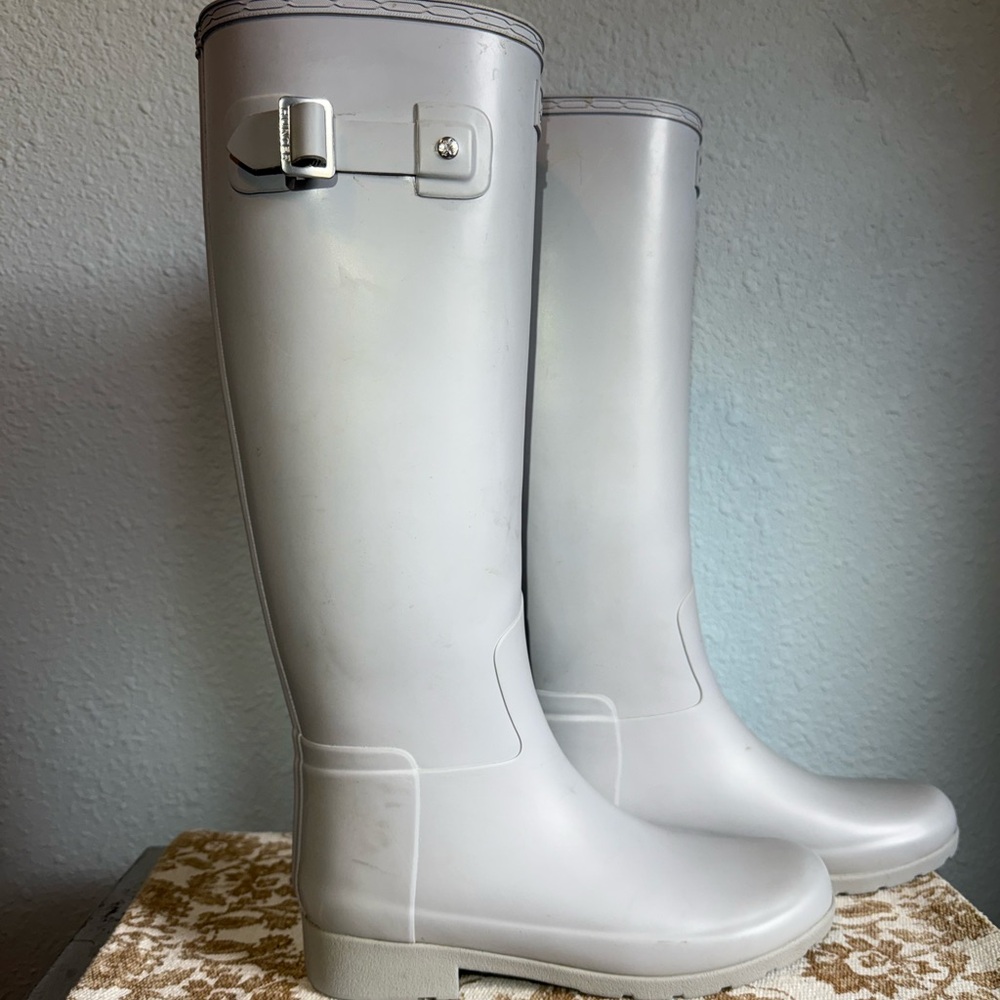 Hunter tall light blue rain boot